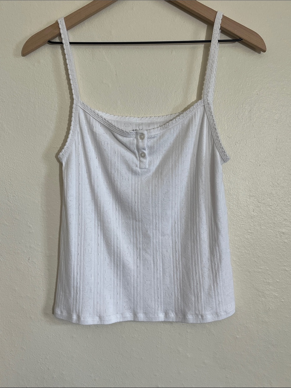 aerie White Cotton Eyelet Camisole